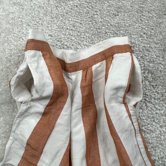 Madewell Linen Blend Brown/White Stripe Wide Leg Pant - Picture 9 of 11